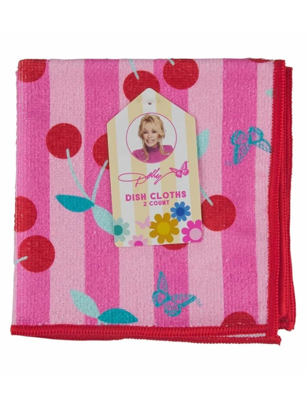 Dolly Parton Pink Cherry Print Microfiber Cloth Set